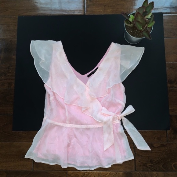 19 Cooper Pink Heart Cap Sleeve Wrap Blouse - Picture 7 of 7